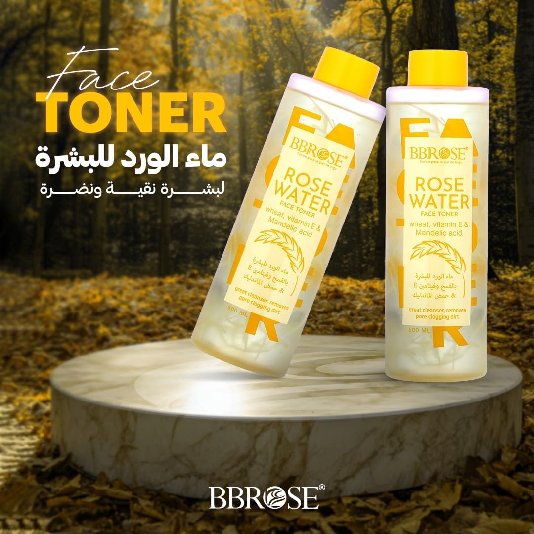 BBROSE Wheat, Vitamin E & Mandelic Acid Rose Water Face Toner, Deep - Cleansing & Pore - Unclogging