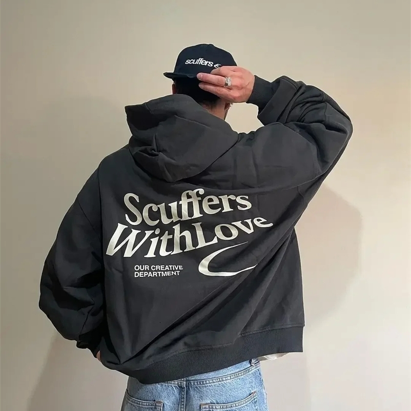 Punk Rock Y2k Hoodies men Letter Graphic Oversized Hoodie Sweatshirt Gothic Harajuku Hip Hop Loose Casual Tops Streetwear 240912