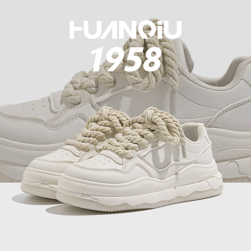 HUAN QIU Free shipping Designer Casual Shoes Thick soled white shoes versatile shoes women casual height increasing board shoes high quality