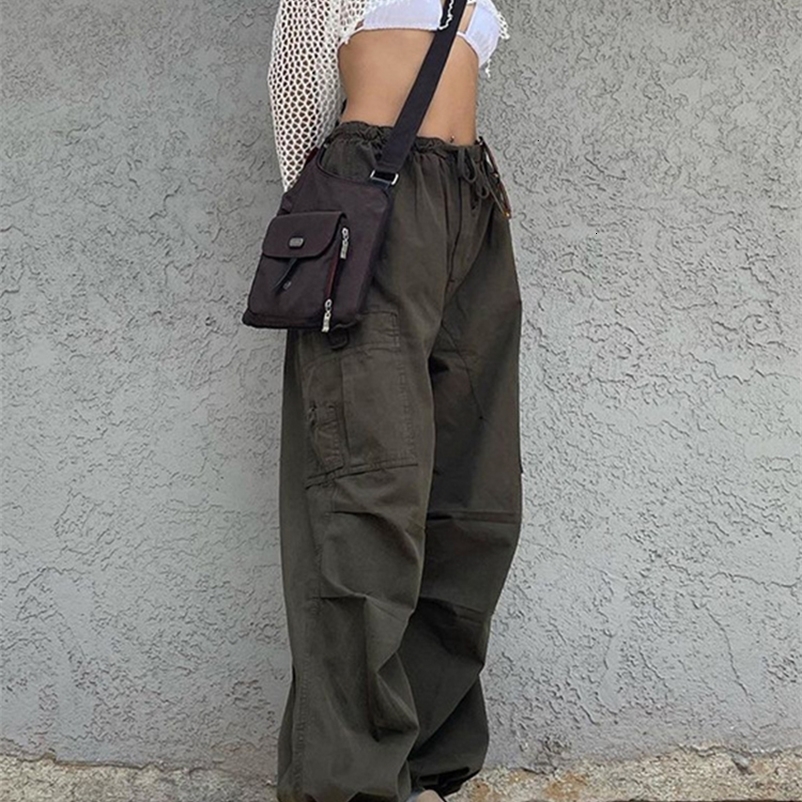Women's Pants Capris Jacqueline Baggy Sweatpants Women Punk Wide Leg Cargo Pants y2k Drawstring Low Waist Joggers Fashion Vintage Hippie Trousers
