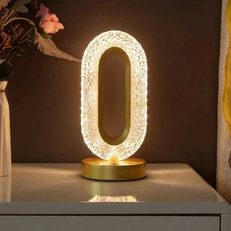 Modern Luxury Oval USB Rechargeable Crystal Table Lamp Living Room Bedroom Bedside Creative Decoration Atmosphere Night Light C251115