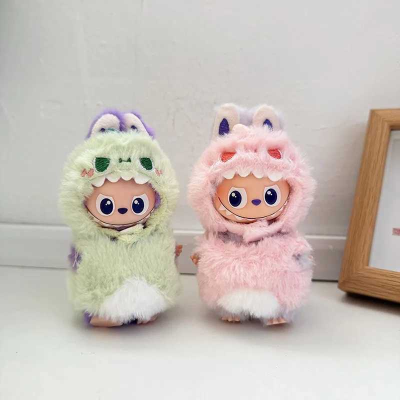 Clothes For 10cm 4th Gen Labubu 40 Charm Doll Outfit Heart Code Series Cute Furry Dinosaur Baby Onesie Set C250924