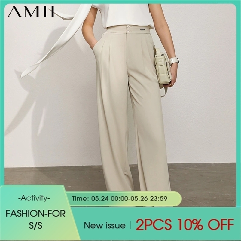 Minimalism Spring Women's Pants Offical Lady Solid High Waist Loose Female Suit Causal 1217 210527