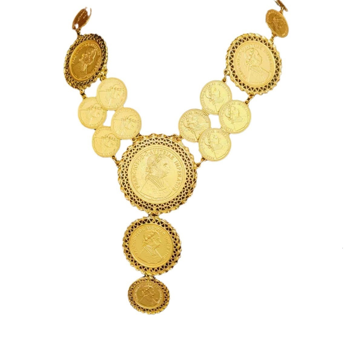 ANIID ly ed Dubai gold coin necklace bracelet jewelry set African Ethiopian bride wedding gift241105