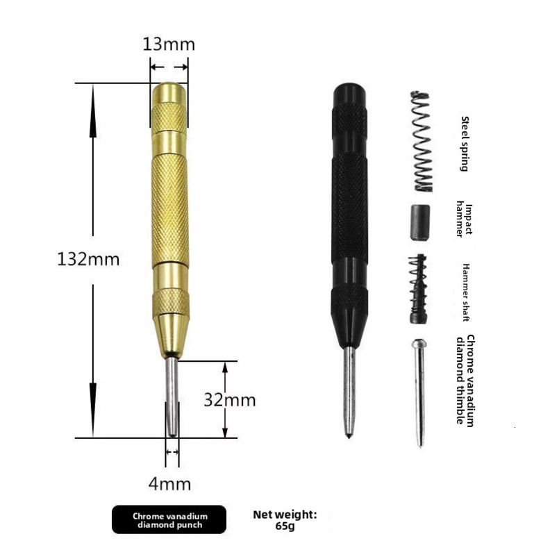 Center Automatic Spring-Type Locator Glass Breaker Centering Punch Tool