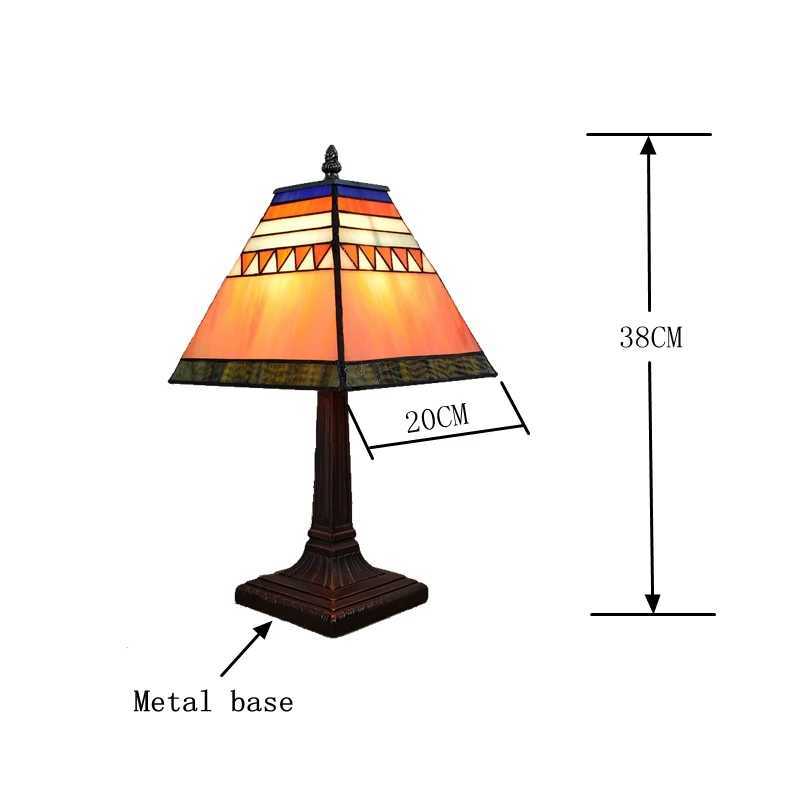 20CM Scandinavian Quadrilateral Simple Table Lamp Tiffany Style Computer Desk Cafe Antique Bedroom Bedside Stained Glass Metal C251115