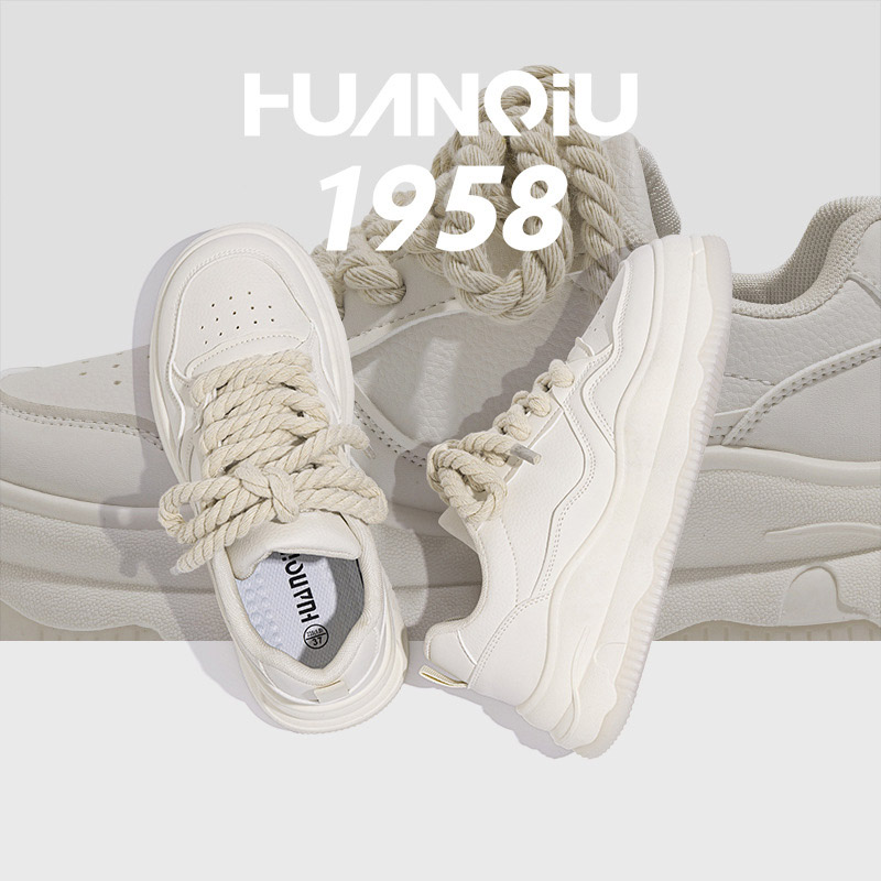 HUAN QIU Free shipping Designer Casual Shoes Thick soled white shoes versatile shoes women casual height increasing board shoes high quality