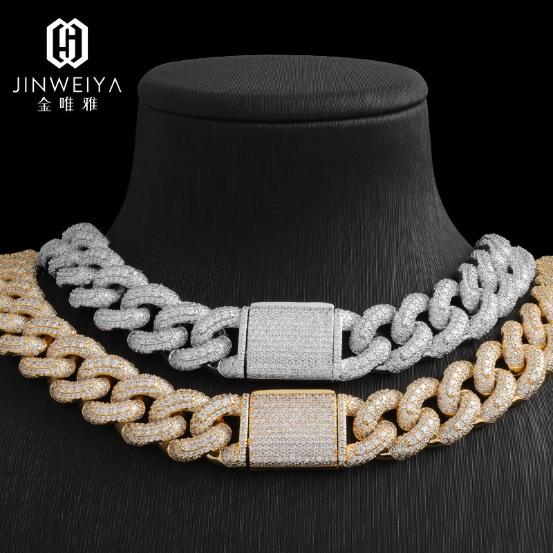 FaMoissaniteory Customized Trendization 925 Silver Miami Cuban Link Chain 18mm24 Inch Moissanite Necklace