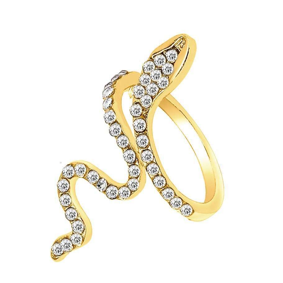 Micro Pave Zircon Wrapped Snake Minimalist Fashion Personality Niche Design Index Finger Women's Decorative Ring