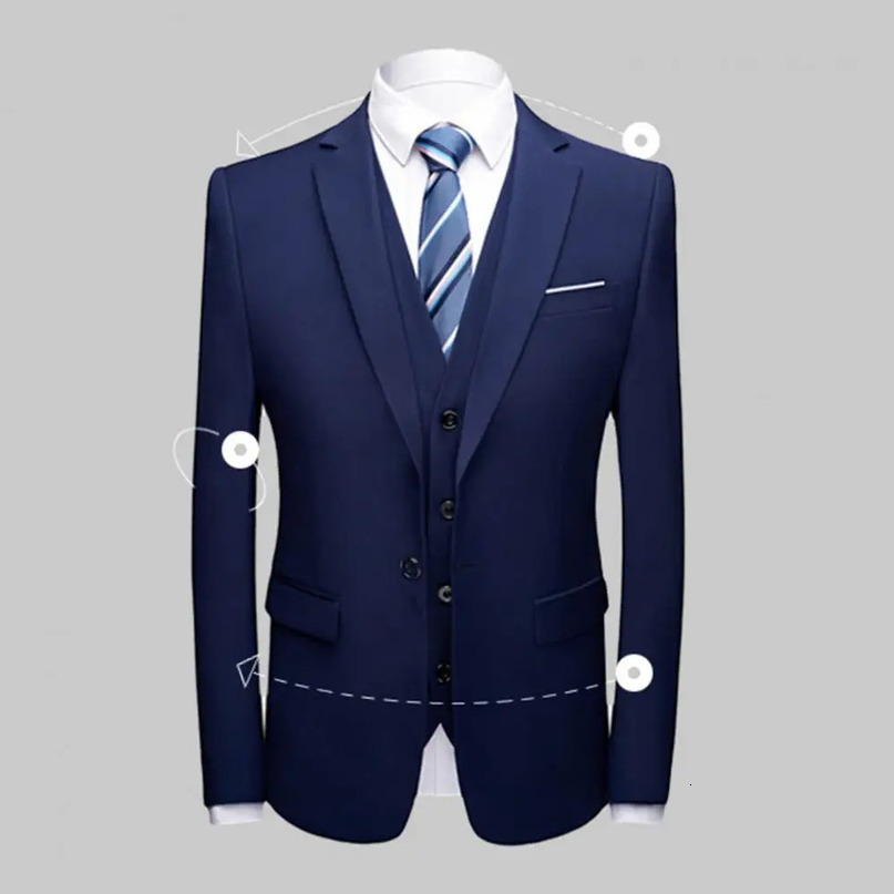Cozy 1 Set Trendy Pure Color Buttons Blazer Pants Male Formal Suit Lapel for Wedding 240412