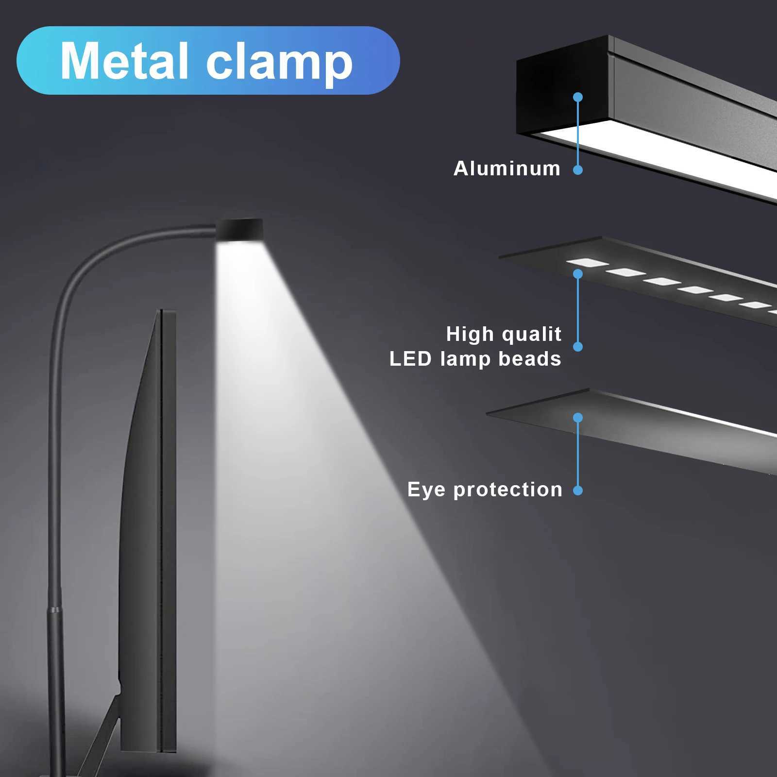Desk Lamp LED Dimmable 12W 40CM Desk Lamp Clampable Eye Protection Table Lamp Monitor Office Desk Lamp Gooseneck Clamp Light C251115