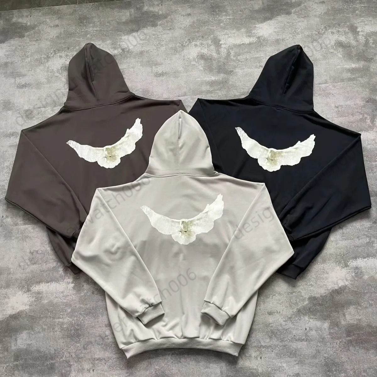 Designer Hoodies For Men: 430G Cotton Dove Print Womens Hoodie | Unisex Casual Pullover - High Street Wear Loose-Fit Men's Sportswear 933