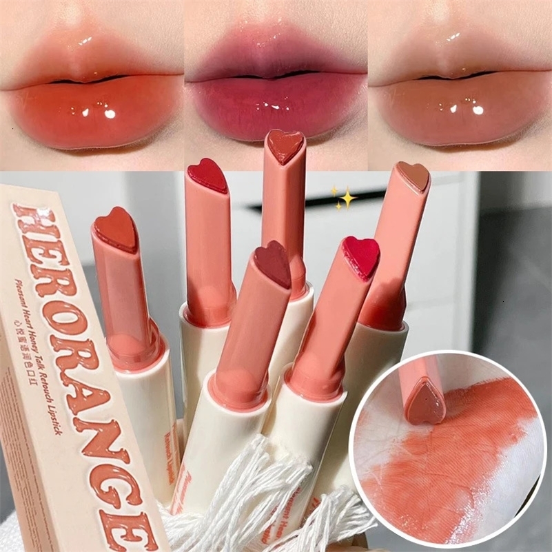Water Mirror Solid Lip Gloss Moisturizing Love Shape Lipstick Crystal Jelly Transparent Lip Tint Long Lasting Makeup Cosmetic 240626