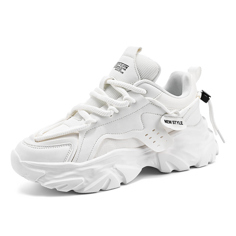 Designer shoes hot free shipping Autumn and winter new thick sole height increasing shock absorption trend casual sports shoes for men black white gre