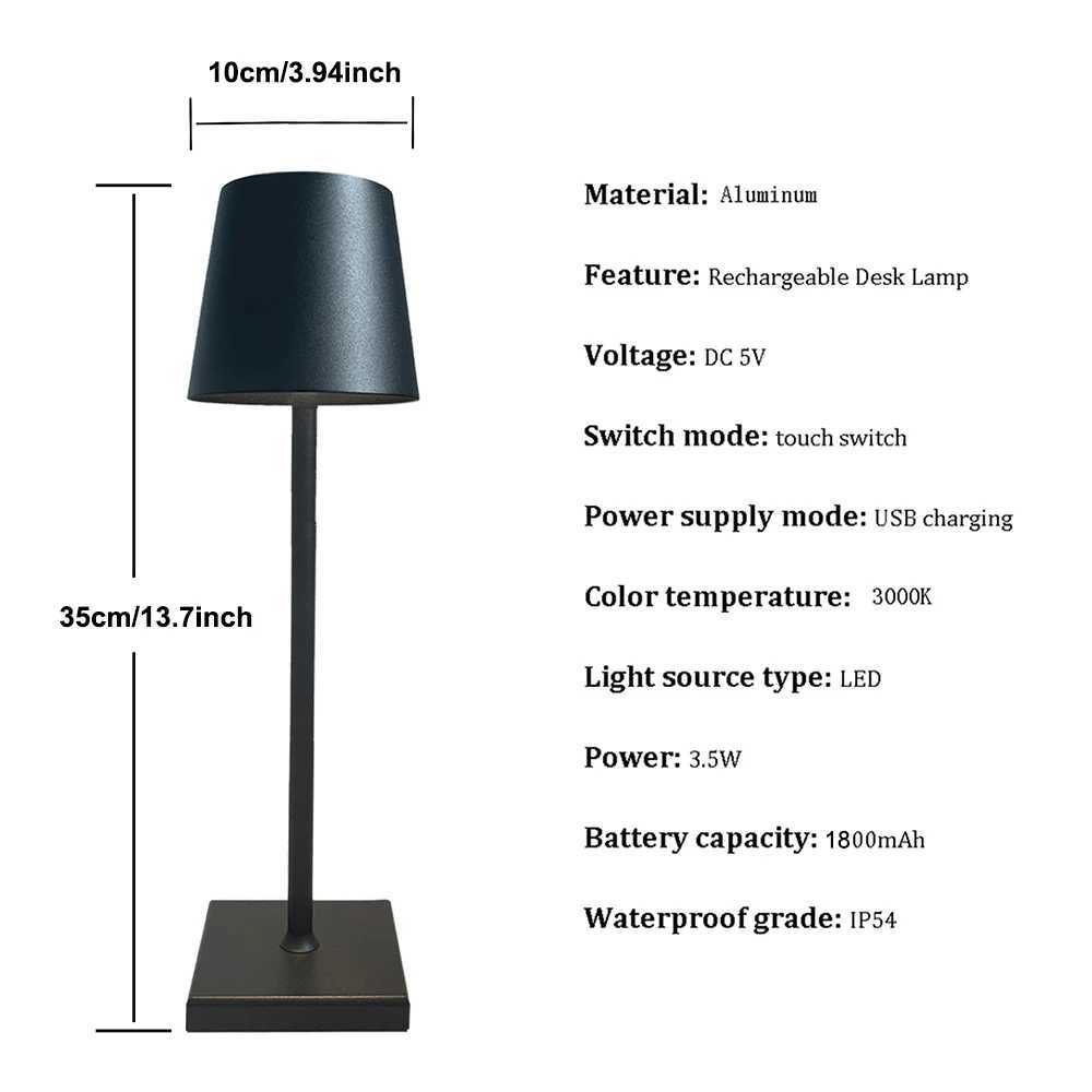 LED Touch Sensor Table Lamp Rechargeable Wireless 3 Colors Desktop Night Light for Restaurant Hotel Bar Room Decor C251115