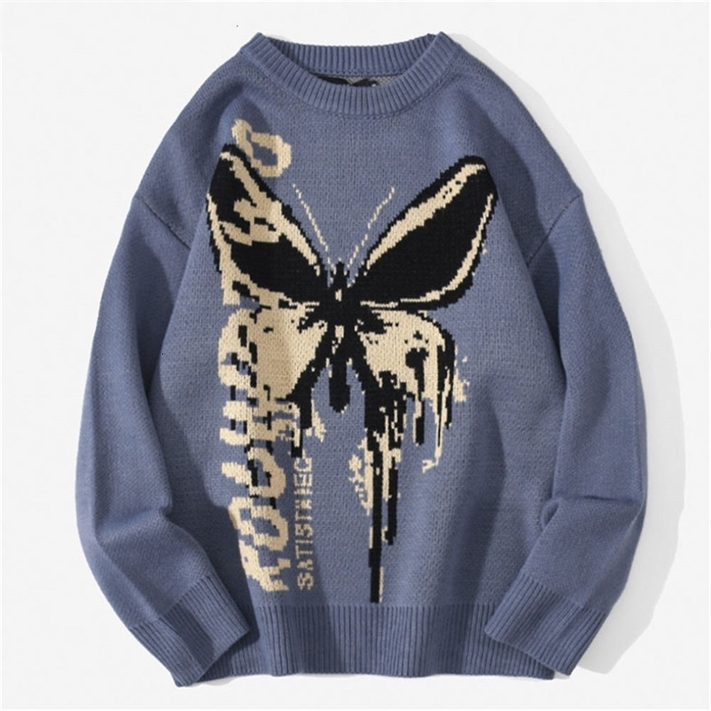 Women's Sweaters Hip Hop Knitwear Mens Women's Sweaters Harajuku Fashion Butterfly Male Loose Tops Casual Streetwear Pullover Sweaters 23080