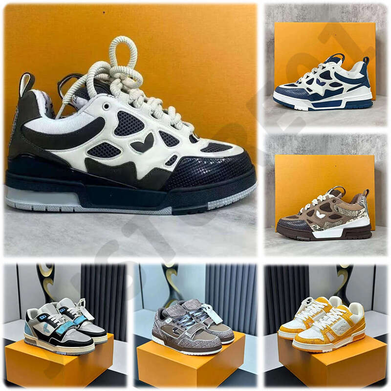 Skate Shoes Designer Trainers Men Women Sneakers Casual High Quality Fashion Running Lace-up Low-top Sport Breathable ly leather flower vuittonshoes lvs Trainers