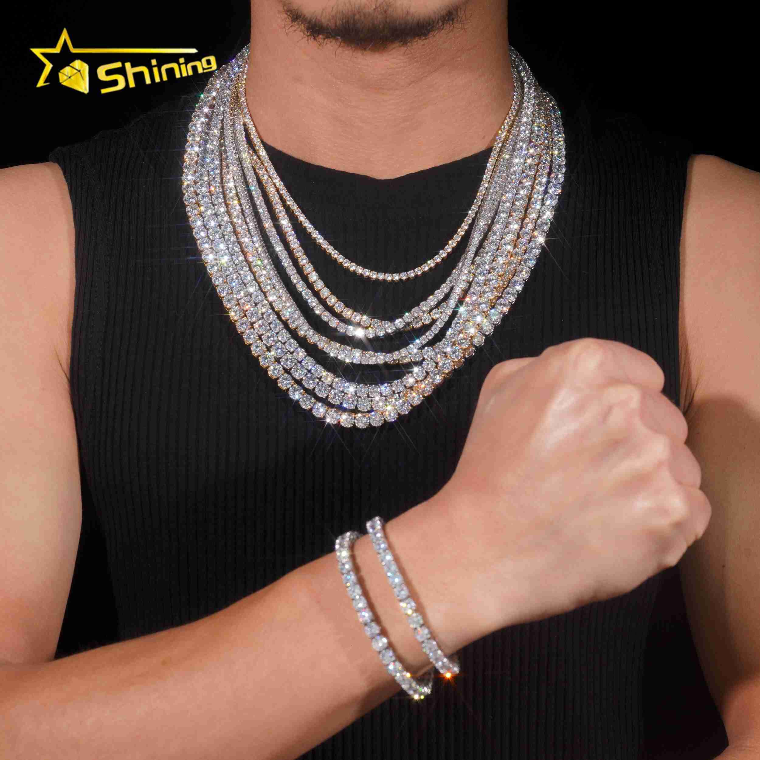 New Arrival Price 3mm 4mm 5mm 6mm CZ Tennis Chain Sterling SilverCustomized Trend Fashion Necklaces for Women Men Tennis Necklace