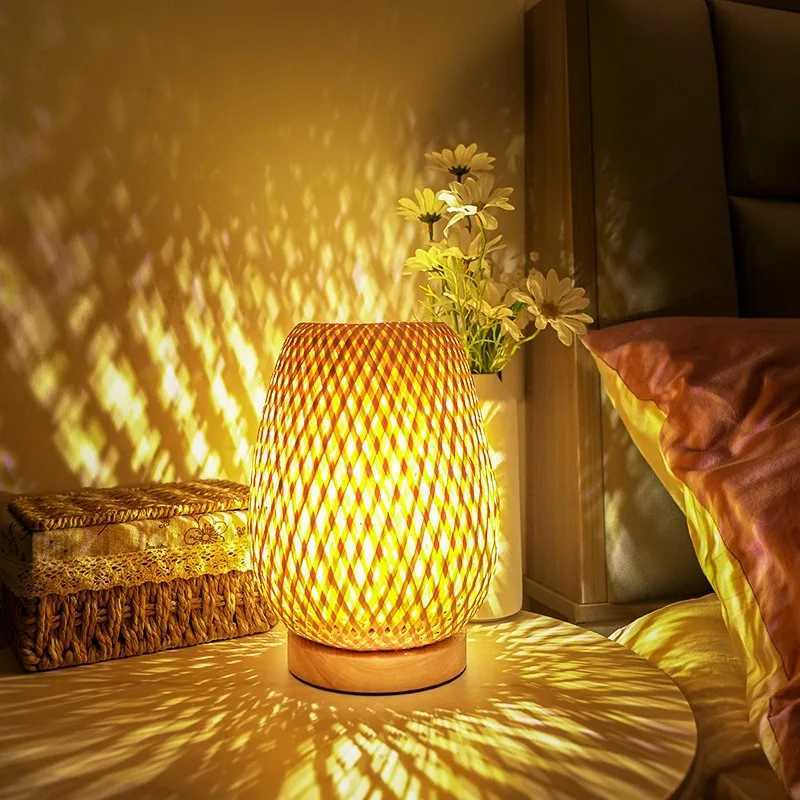 Bamboo Woven lamp Simple Bedroom Study Table Lamp Bedside Table Lamp Bamboo art Warm Decoration Desktop Decoration Table Lamp C251115