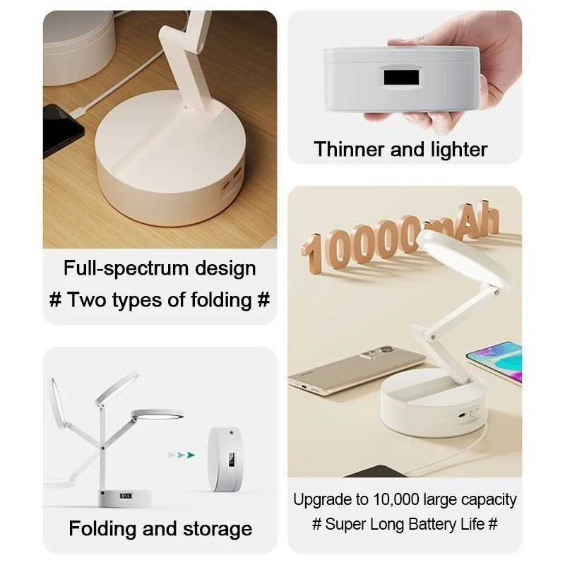 Portable Foldable Lamp With Clock USB Charging Type Fold LED Desk Lamp Energy Saving Rechargeable LED Reading Light C251115