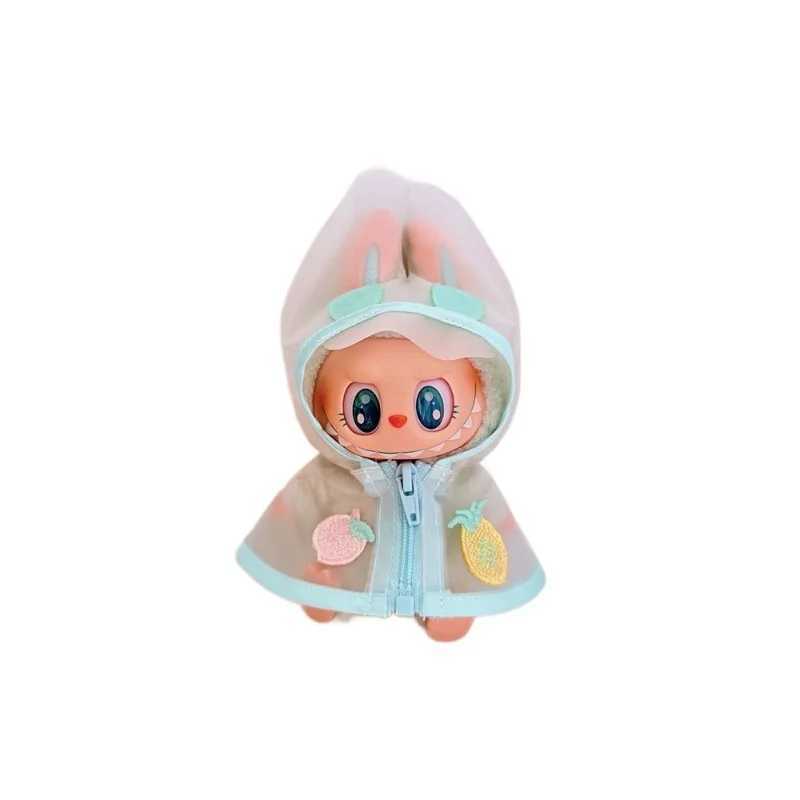 For Labubu Clothes 17cm Candy Color Transparent Raincoat Set with Pendant Cute Doll Changeable Outfit C250924