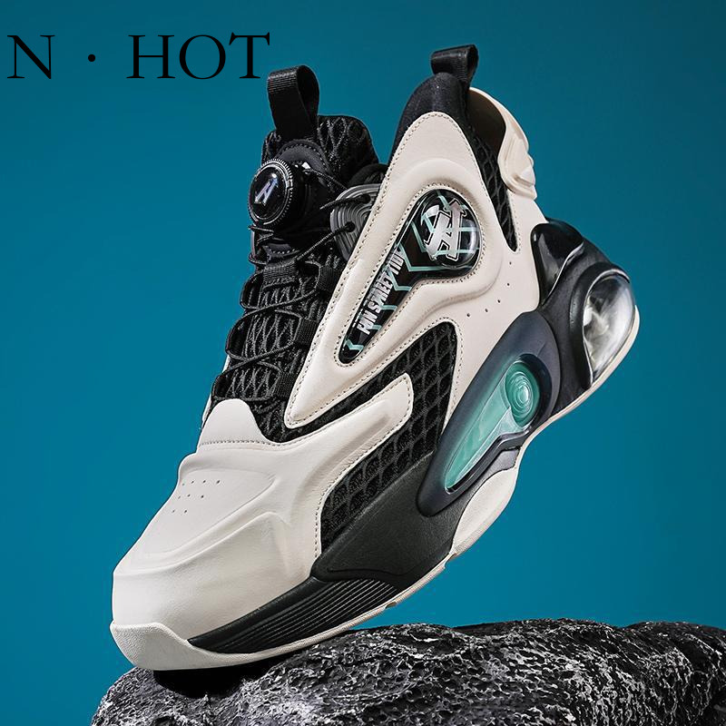 NHOT Designer Luxury Breathable Sports Men's Shoes Spring And Autumn Trend Leisure Knob Air Cushion Basketball Shoes Fashion Trend Button Running