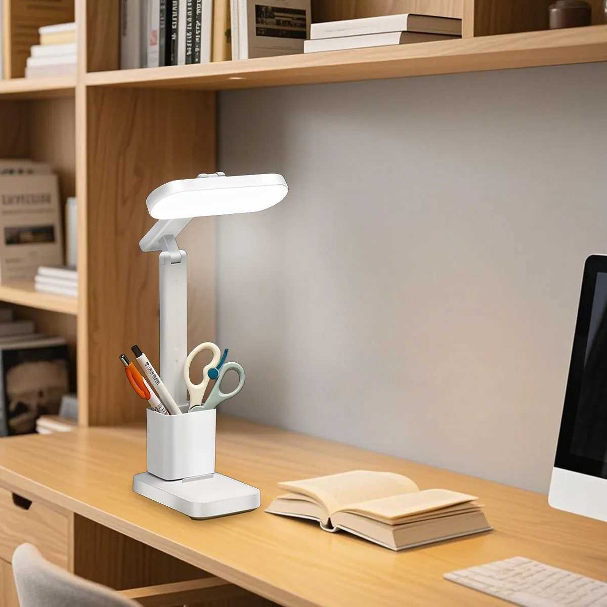 LED folding desk lamp table lamp reading lamp with stationery storage basket touch control USB rechargeable C251115