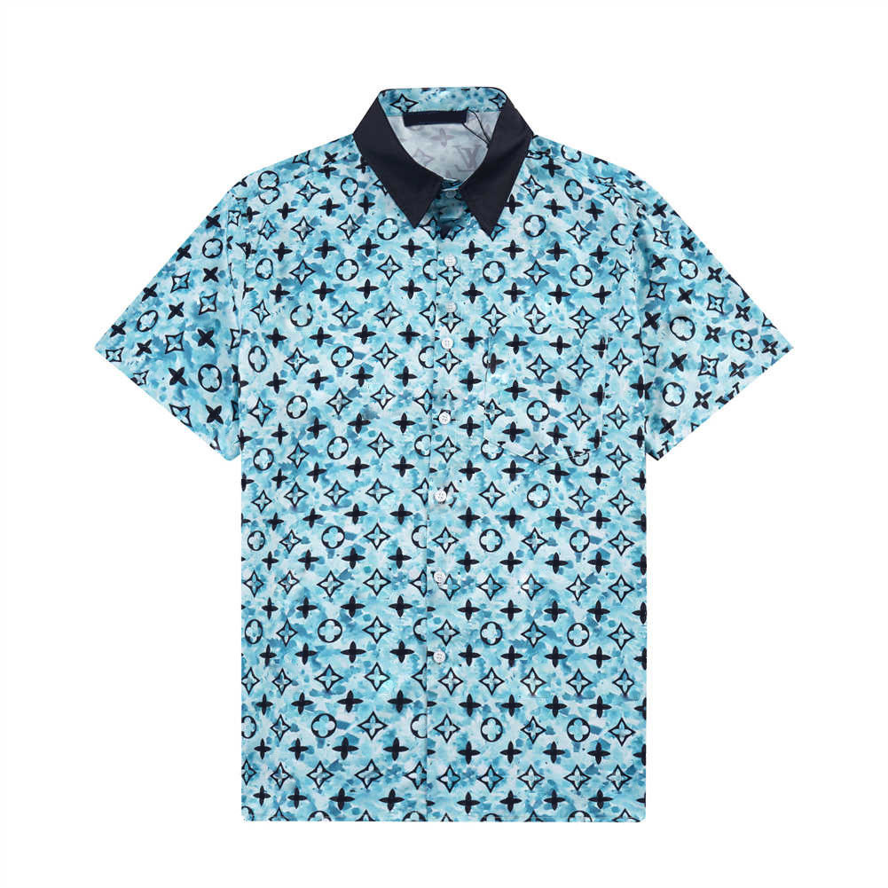New Luxury Designer Shirt Mens Dress Shirt Slim Fit short Sleeved Shirt Fashion Brand Print Designer Button Up Shirt