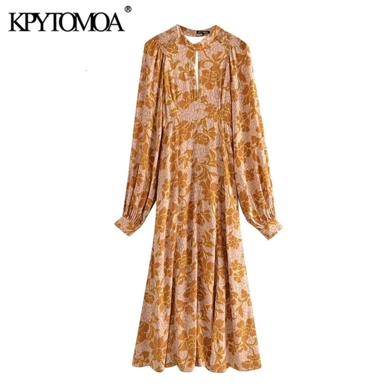 Women Chic Fashion Floral Print Pleated Midi Dress Backless Zipper With Lining Female Dresses Vestidos 210420