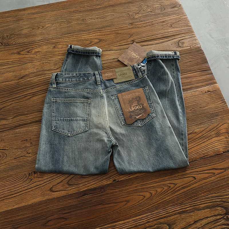 Red Selvedge Denim Jeans for Men High Quty 125oz Tapered Straight Pants WHISKER Washed American Vintage Y2k Cityboys X250924