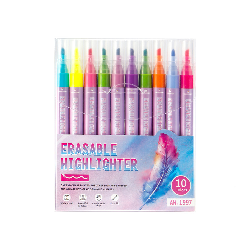 Bestseller Morandi Color Creative Outline Journal Student Key Marker Dualtip Erasable Highlighter Pen ddmySat