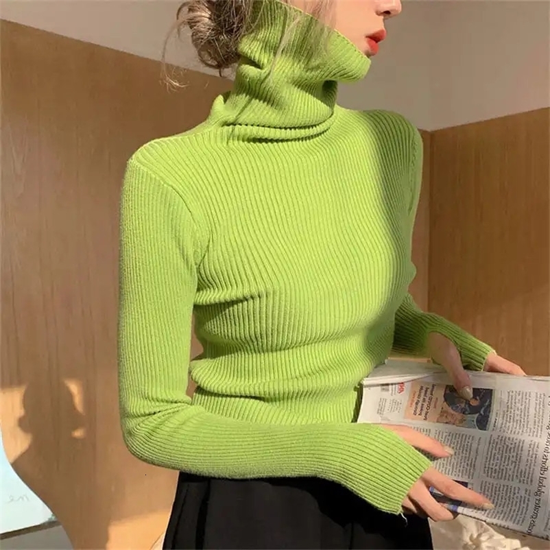 Women's Sweaters Women heaps collar Turtleneck Sweaters Autumn Winter Slim Pullover Women Basic Tops Casual Soft Knit Sweater Soft Warm Jumper 23