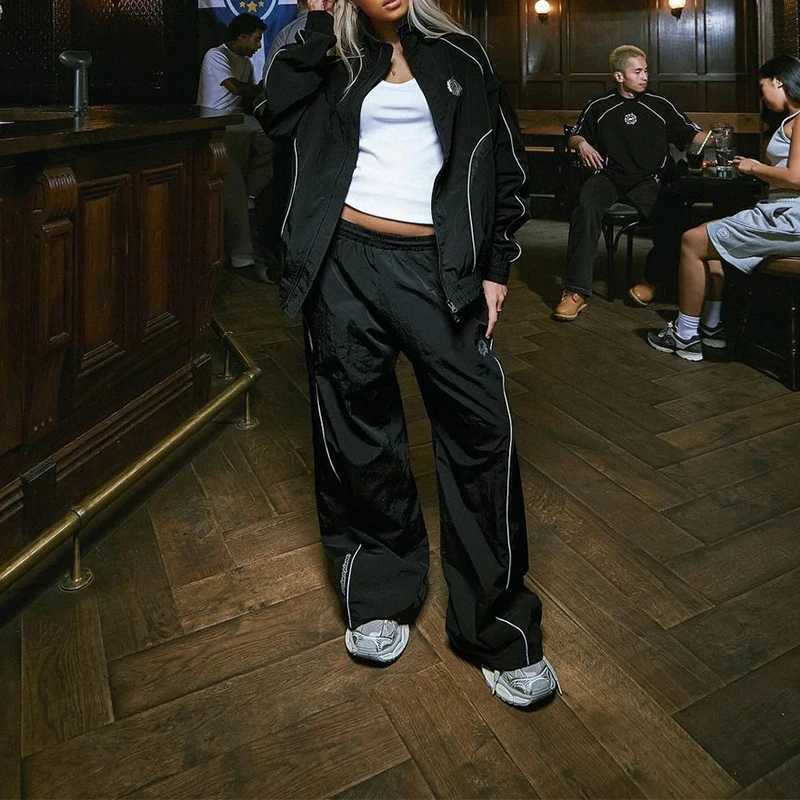 Y2k new fashion strt suit hip hop retro Gothic sports suit casual zipper long slve suit X250924