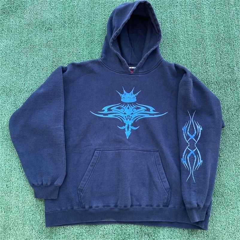 Men's Hoodies Sweatshirts Y2K Style Pullovers Men Goth Print Oversized Hooded Hip Hop Sweatshirt Women Harajuku Vintage Hoodies Fashion Casual St