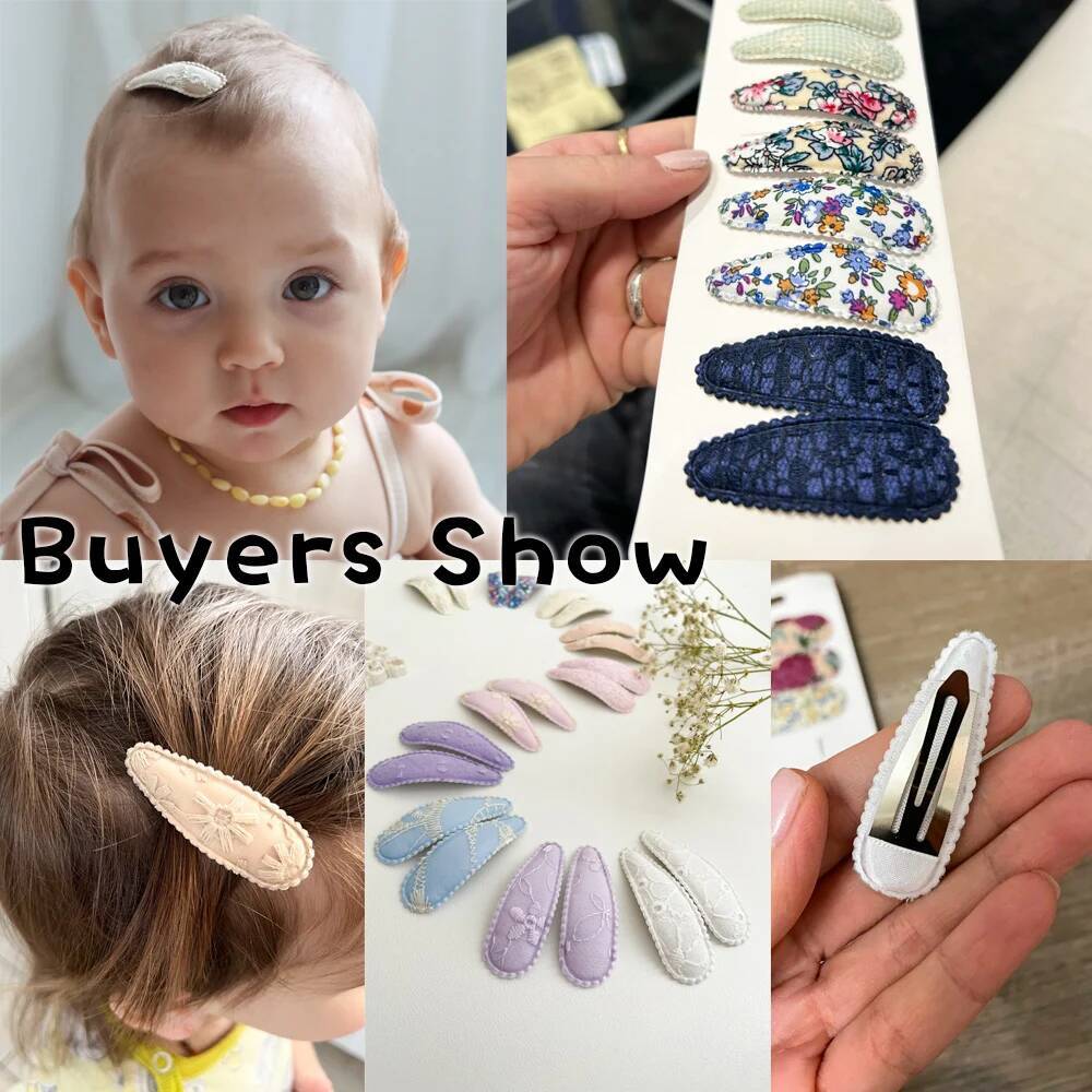 10Pcs/Lot Newborn Print Cotton Alloy Bow Snap Clips Set Fabric Plaid Hairpins Girls Kids Headwear Baby Hair Accessories ddmythur