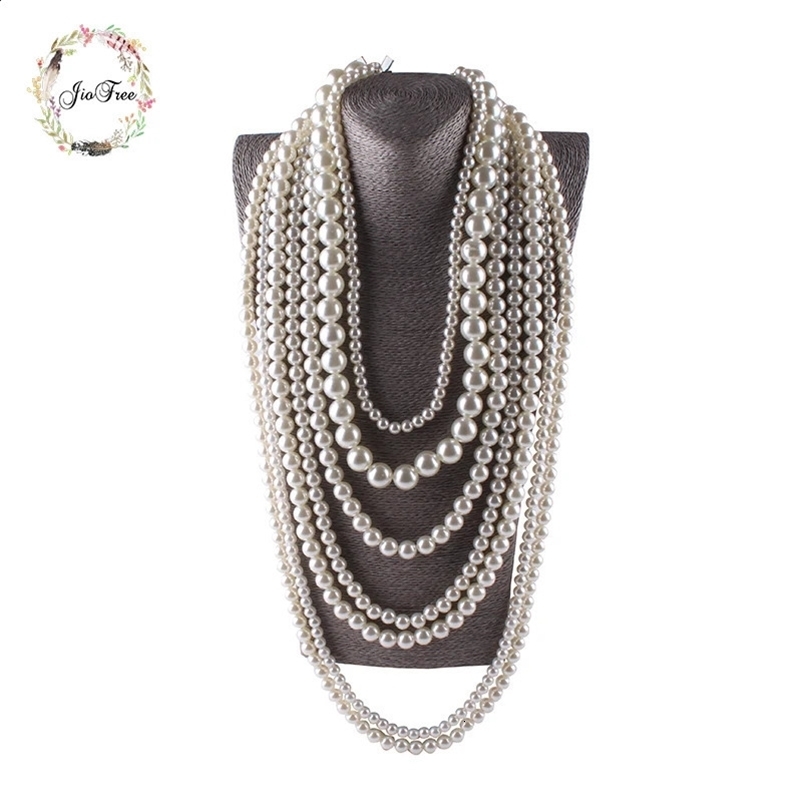 JIOFREE big beads Simulated Pearl Necklace multi layer necklace Statement Necklace women Bohemian party women jewelry 240719bj