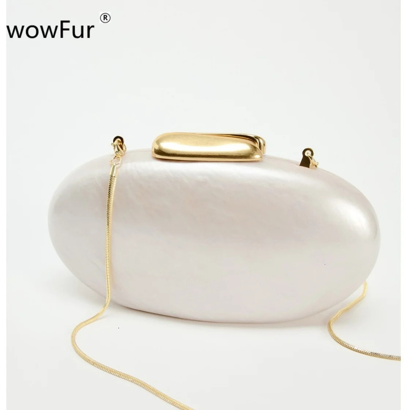 Pearl Shell Bag Metal Buckle Womens Shoulder Snake Chain Acrylic Box Clutch Party Wedding Evening Egg Handbag Wallet 241008