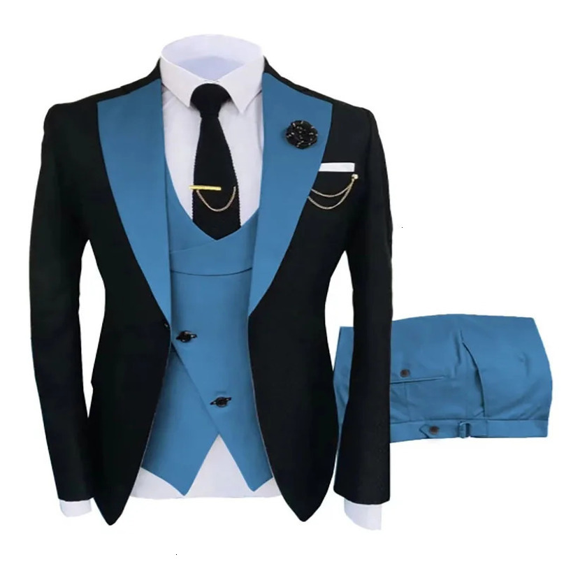 Costume Slim Fit Men Suits Business Groom Black Tuxedos for Formal Wedding Jacket Pant Vest 3 Pieces 240412