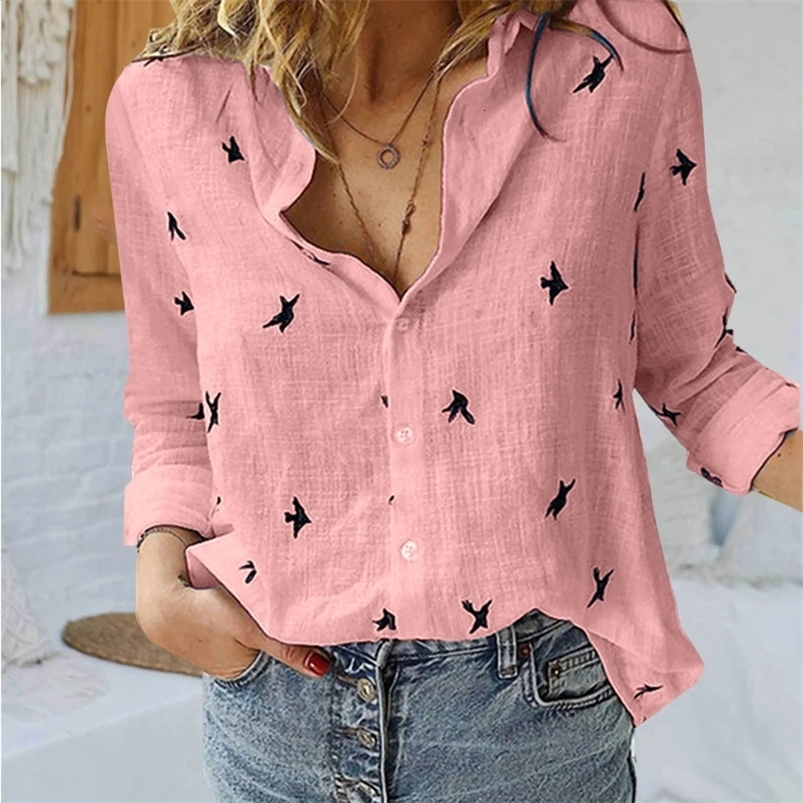 Korean Fashion Blue Pink Collar Shirt Womens Summer Thin Cool Cotton Linen Shirt French Elegant V-neck Long sleeved Shirt Womens 250318