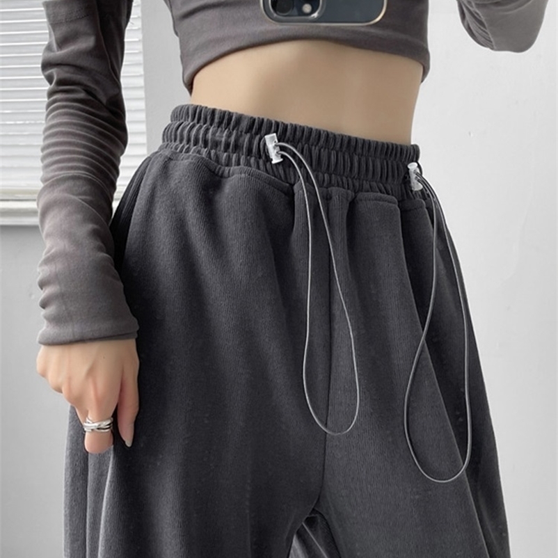 Women's Pants Capris Pink Sweatpants Joggers Women Wide Leg Autumn Baggy Pants For Women High Waist Dark Gray Oversize Pants Women's Sweatpa