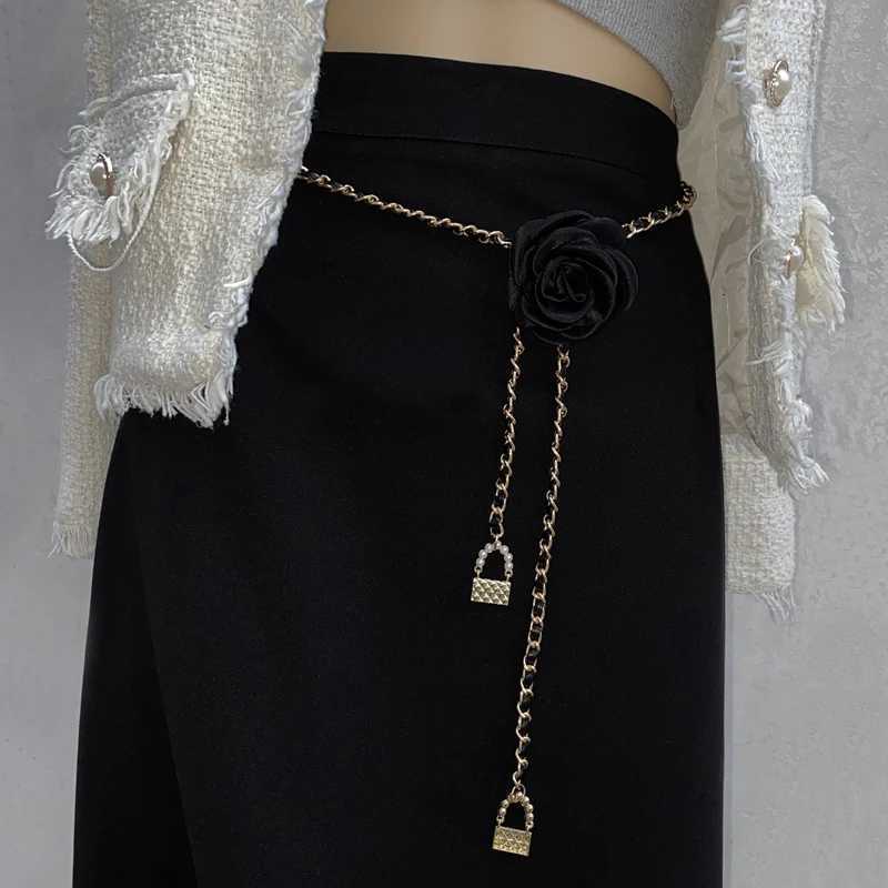 Fashion Gold Tea Flower Waist Chain Accory Womens Metal Belt Creative Denim Chain Trendy Alloy Bule Casual Sle Youth Belt D250924