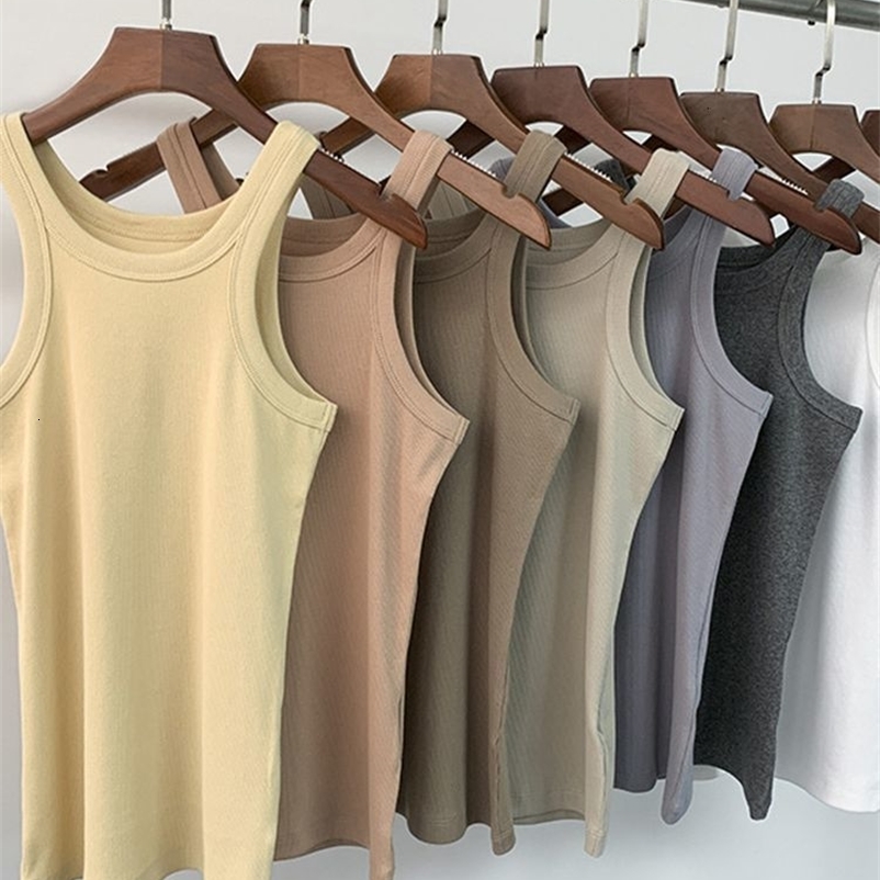 Camisoles Tanks Women O-neck Sleeveless Tank Top lady Slim Stretch Vest Slim Camis Female Casual Fashion Bottoming Top 230413
