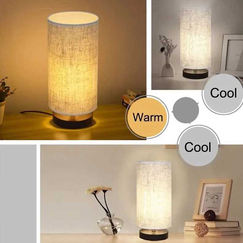 Modern Simple Design LED Desk Lamp with Iron Base Cylinder Fabric Shade for Home Bedroom Living Room Office C251115