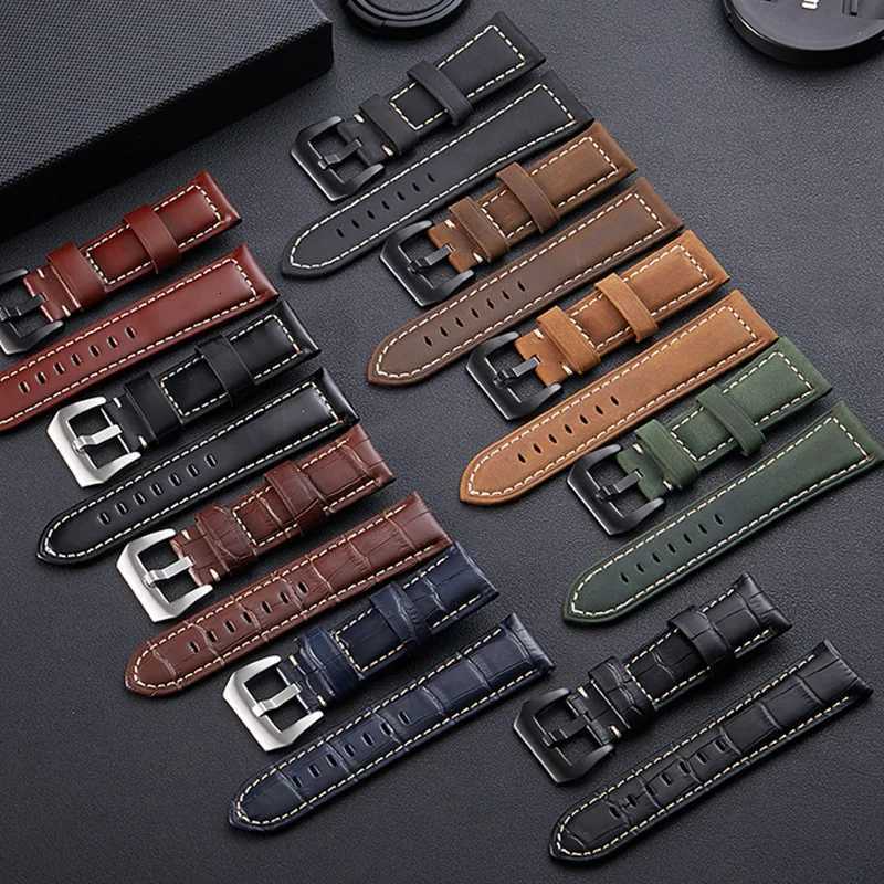 20mm 22mm 24mm 26mm Green brown Genuine Leather Bracelet man Watch Band for Panerai PAM111 441 cowhide Watchband Wrist Strap Z250924