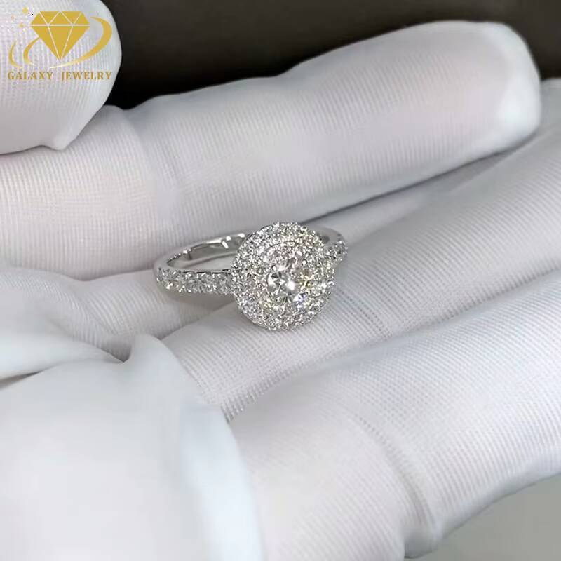 Galaxy Jewelry White Gold Lab Grown Diamond Ring Pass The Diamond Tester VVS Clarity D Color Custom Ring For Gift