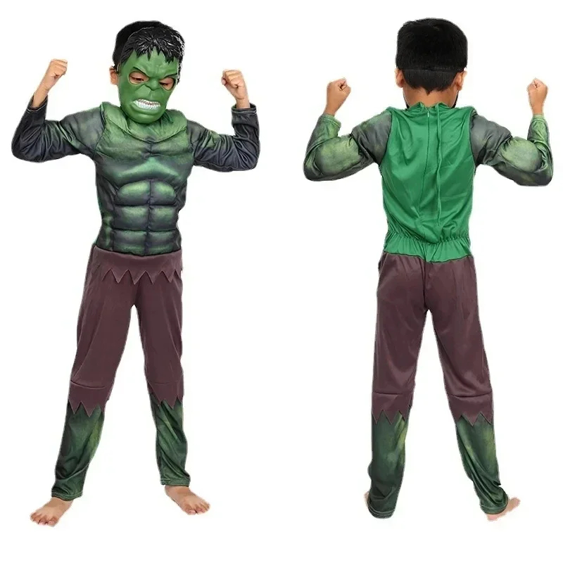 Hot sale Superhero Spider Man Captain America Iron Man Thor Hulk Batman Cosplay Costume Muscle Bodysuit Jumpsuit for Kids Halloween Party
