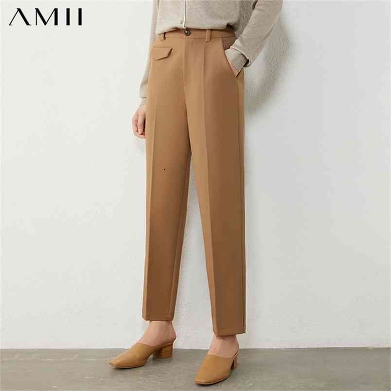 Minimalism Autumn Fashion Women's Pants Causal High Waist Solid Straight Ankel-length Female 12040730 210527