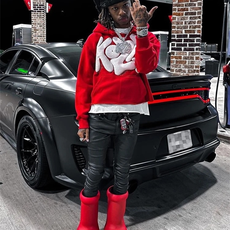 Women Graphic Foaming Printed Hoodies Gothic Long Sleeve Loose Sweatshirts Men Autumn Winter Y2k Punk Hooded Pullovers 240814