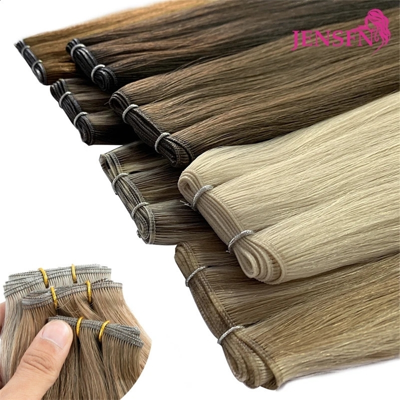 JENSFN Straight 100% Real Human Hair Weft Bundles 50g/Pcs 16-24 Remy Natural Hair Sew In Weaves Brown Blonde Color 240407bj