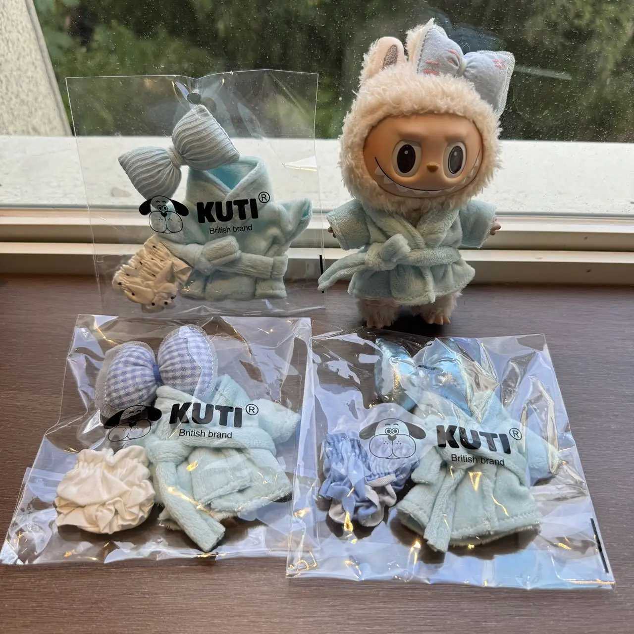 Plush Pajama with Bow and Pants Set for Labubu Bathrobe for V1v2v3 Labubu Doll DIY Clothing Accessories C250924